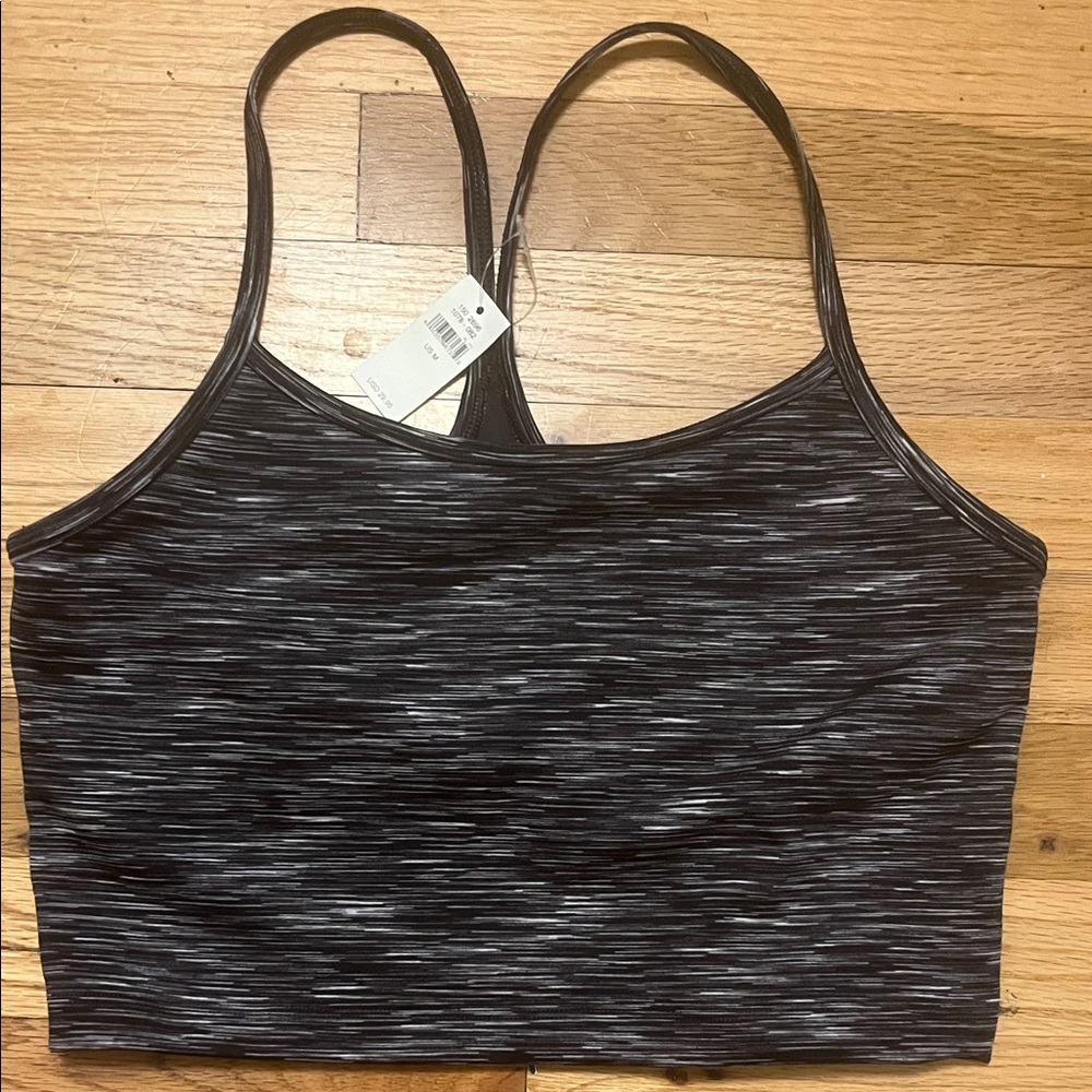 NWT Offline by Aerie The Hugger Black and Gray Striped Sports Bra Size M